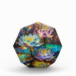 Gloeiende Lotus Bloemen Trio Fotoblokken