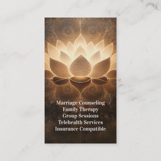 Gloeiende Lotus Counseling Therapie Psychotherapie Visitekaartje (Achterkant)
