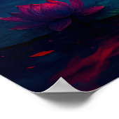 Gloeiende Lotus Flower onder Moonlight Fantasy Poster (Hoek)
