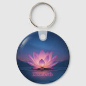 Gloeiende Lotus Glass Sphere Sleutelhanger – Aange (Voorkant)