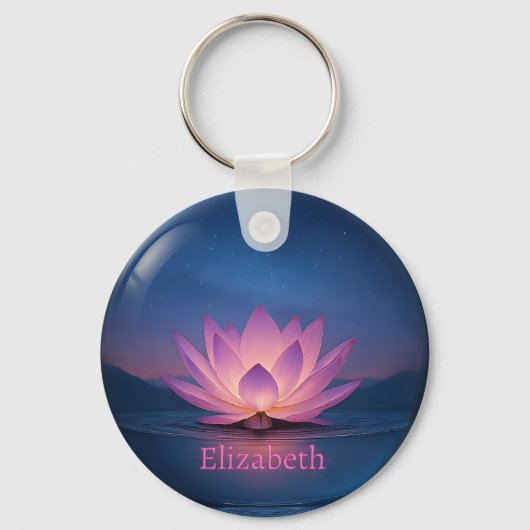 Gloeiende Lotus Glass Sphere Sleutelhanger – Aange (Voorkant)