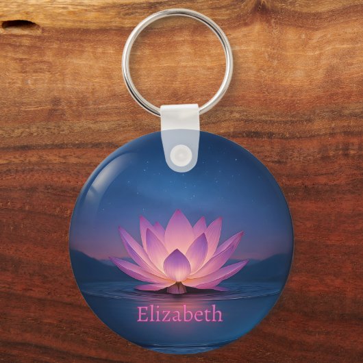 Gloeiende Lotus Glass Sphere Sleutelhanger – Aange (Achterkant)