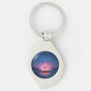 Gloeiende Lotus Glass Sphere Sleutelhanger – Aange