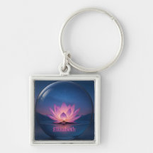 Gloeiende Lotus Glass Sphere Sleutelhanger – Aange