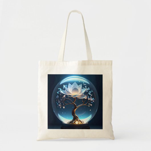 Gloeiende Lotus Wereldbol Canvas tas (Voorkant)