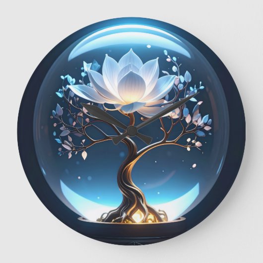 Gloeiende Lotus Wereldbol Rust Klok (Voorkant)