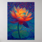 Gloeiende Lotusbloem Pointillisme Kunst Poster (Voorkant)