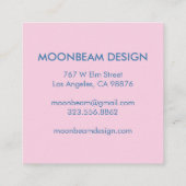 Gloeiende Maan Charmant Blauw Roze Orde Dank u Vierkante Visitekaartje (Achterkant)