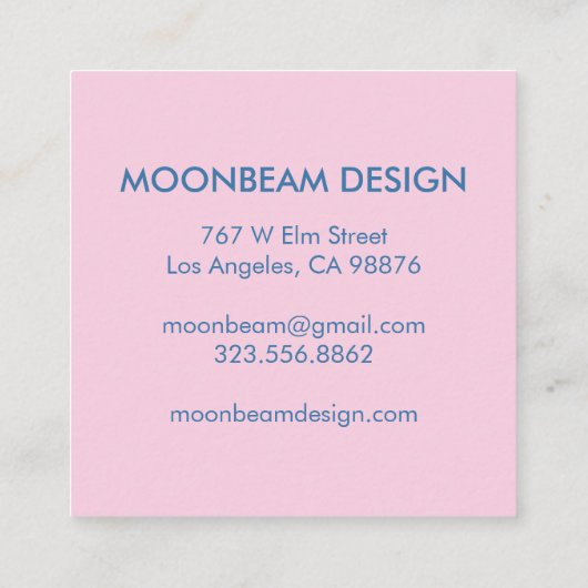 Gloeiende Maan Charmant Blauw Roze Orde Dank u Vierkante Visitekaartje (Achterkant)