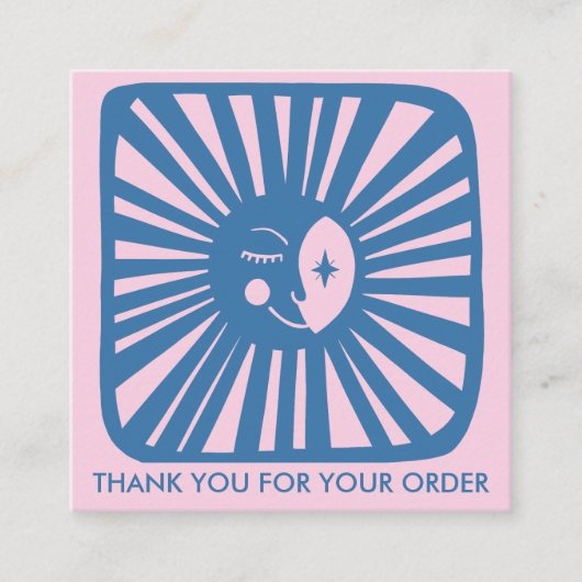 Gloeiende Maan Charmant Blauw Roze Orde Dank u Vierkante Visitekaartje (Voorkant)
