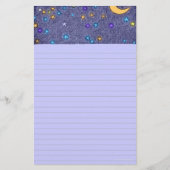 Gloeiende Maan en Sterren Etsen Gevoerde Briefpapi Briefpapier (Voorkant)