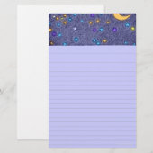 Gloeiende Maan en Sterren Etsen Gevoerde Briefpapi Briefpapier (Voorkant / Achterkant)