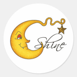 Gloeiende maan glans met ster ronde sticker