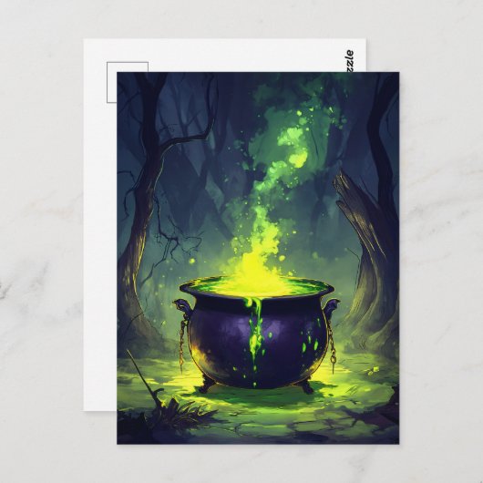 Gloeiende Magic Potion Cauldron Halloween Briefkaart (Voorkant / Achterkant)