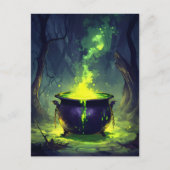 Gloeiende Magic Potion Cauldron Halloween Briefkaart (Voorkant)
