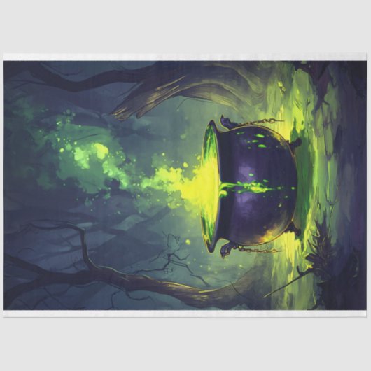 Gloeiende Magic Potion Cauldron Halloween Decoupag Tissuepapier (Voorkant)