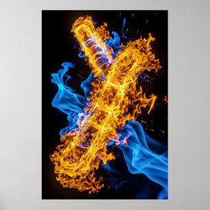 Gloeiende Magische Vuur IJs Elementaire Energie Bo Poster