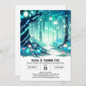 Gloeiende magische Woodland digitale verjaardag Kaart (Voorkant / Achterkant)