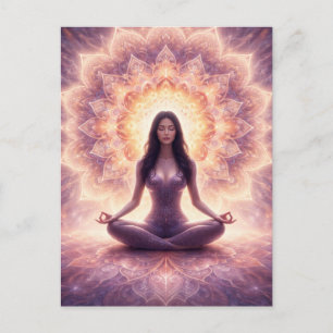 Gloeiende Mandala Meditatie Vrouw Aangepaste Naam Briefkaart
