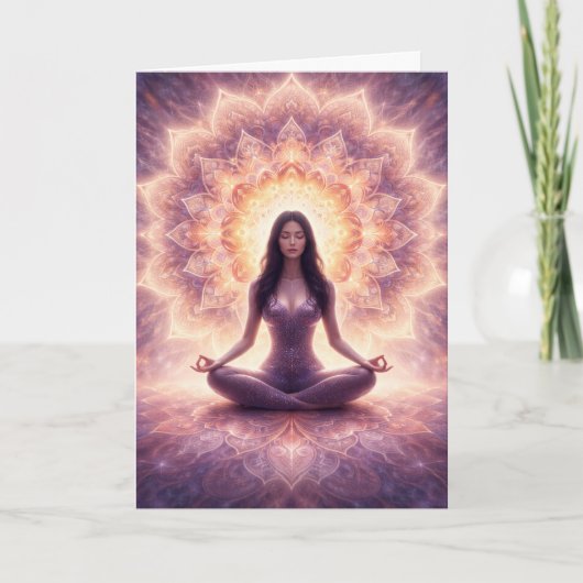 Gloeiende Mandala Meditatie Vrouw Aangepaste Naam Kaart (Voorkant)