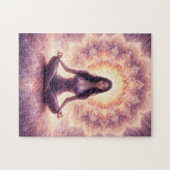 Gloeiende Mandala Meditatie Vrouw Aangepaste Naam Legpuzzel (Horizontaal)