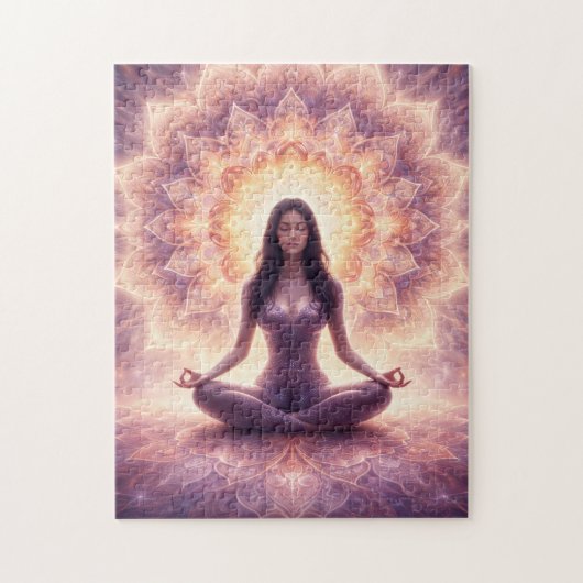 Gloeiende Mandala Meditatie Vrouw Aangepaste Naam Legpuzzel (Verticaal)