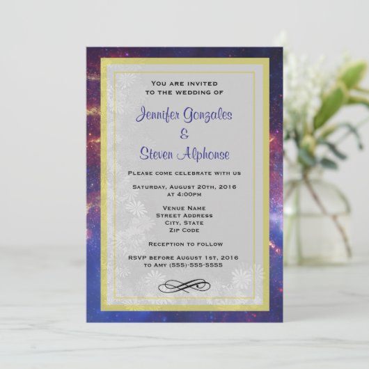 Gloeiende melkweg in buitenste ruimteweddenschap kaart (Staand voorkant)