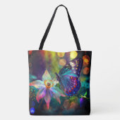 Gloeiende mystieke bos vlinder lente bloem tote bag (Achterkant)