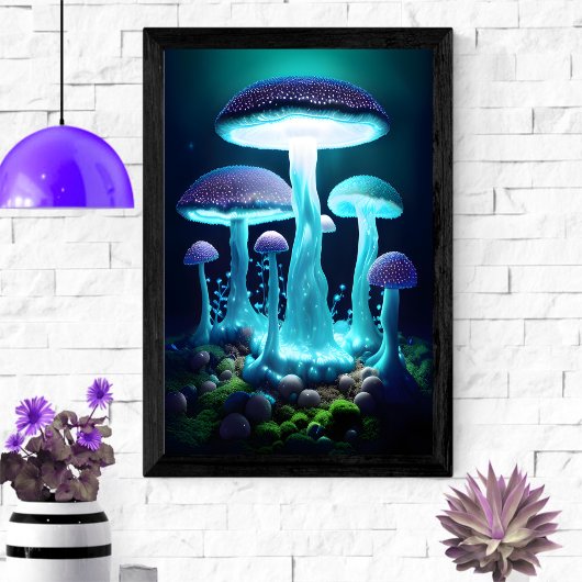 Gloeiende mystieke paddenstoelen poster