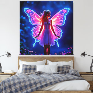 Gloeiende Mystieke Vlinder Fairy Art Canvas Afdruk