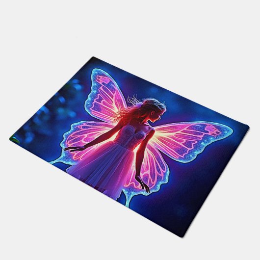 Gloeiende Mystieke Vlinder Fairy Art Deurmat (Schuin)