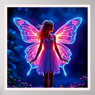 Gloeiende Mystieke Vlinder Fairy Art Poster