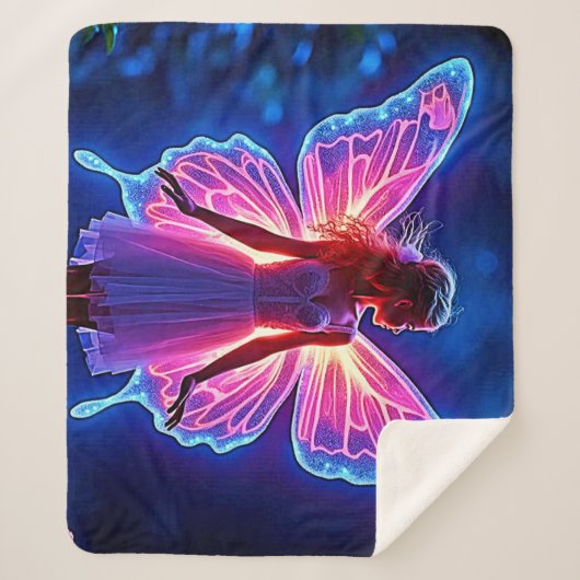 Gloeiende Mystieke Vlinder Fairy Art Sherpa Deken (Voorkant)