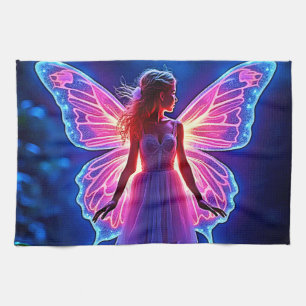 Gloeiende Mystieke Vlinder Fairy Art Theedoek