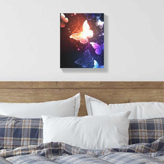 Gloeiende Nacht Vlinders Canvas Afdruk (Insitu (Slaapkamer))