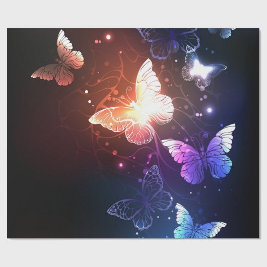Gloeiende Nachtvlinders Cadeaupapier (Vlak)