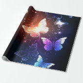 Gloeiende Nachtvlinders Cadeaupapier (Uitgerold)
