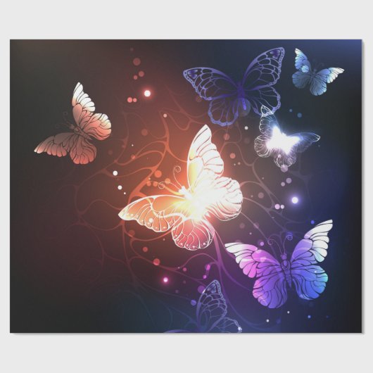 Gloeiende Nachtvlinders Cadeaupapier (Vlak)