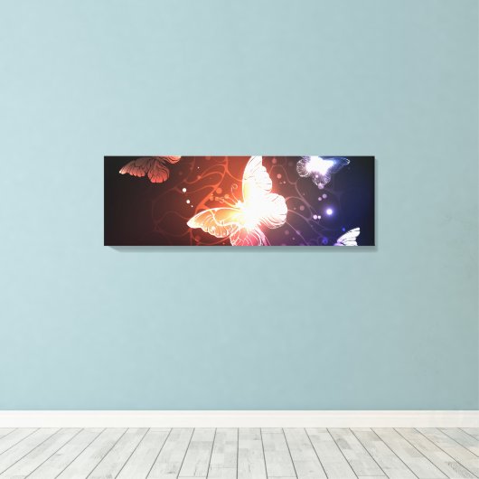 Gloeiende Nachtvlinders Canvas Afdruk (Insitu (Houten vloer))