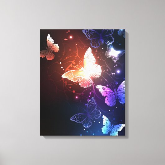 Gloeiende Nachtvlinders Canvas Afdruk (Voorkant)