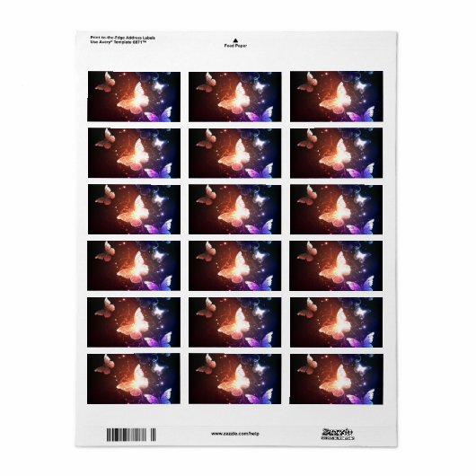 Gloeiende Nachtvlinders Etiket (Full Sheet)