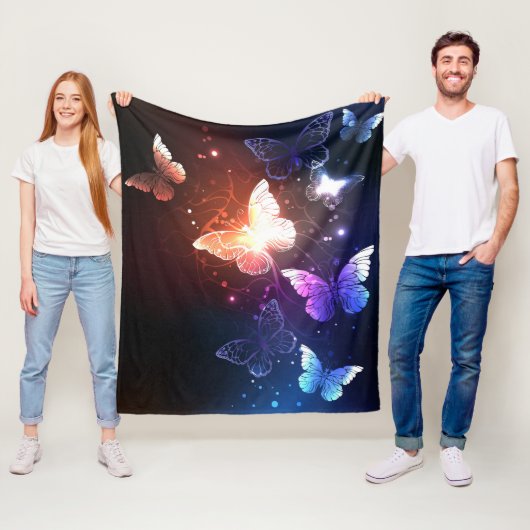 Gloeiende Nachtvlinders Fleece Deken (In situ)
