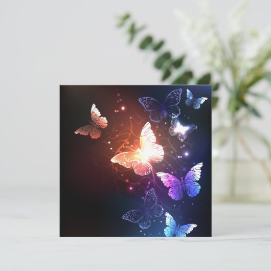 Gloeiende Nachtvlinders Kaart (Staand voorkant)