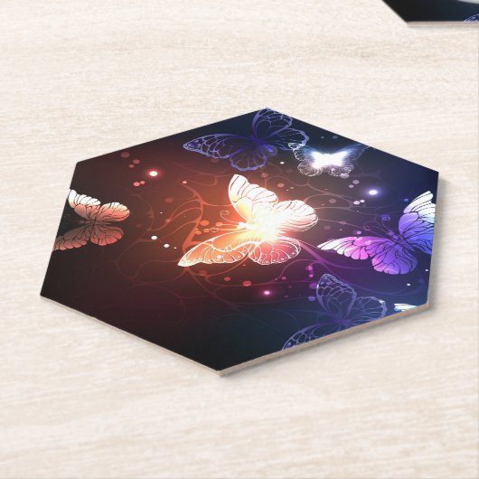 Gloeiende Nachtvlinders Kartonnen Onderzetters (Schuin)