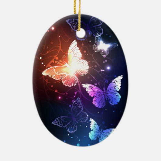 Gloeiende Nachtvlinders Keramisch Ornament (Achterkant)