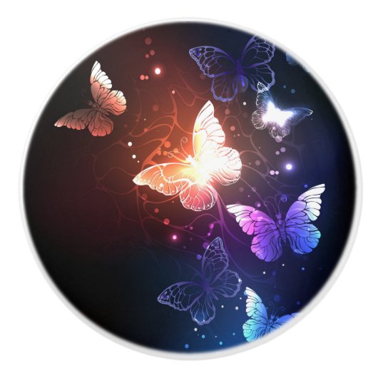 Gloeiende Nachtvlinders Keramische Knop (Voorkant)