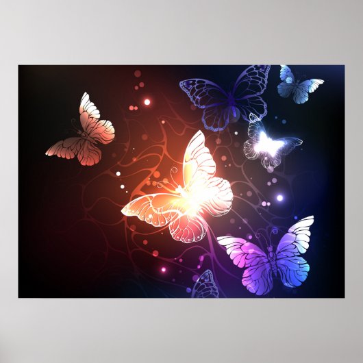 Gloeiende Nachtvlinders Poster (Voorkant)