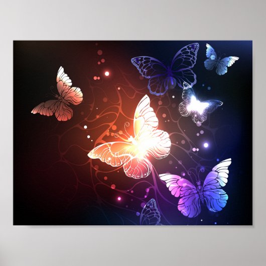 Gloeiende Nachtvlinders Poster (Voorkant)