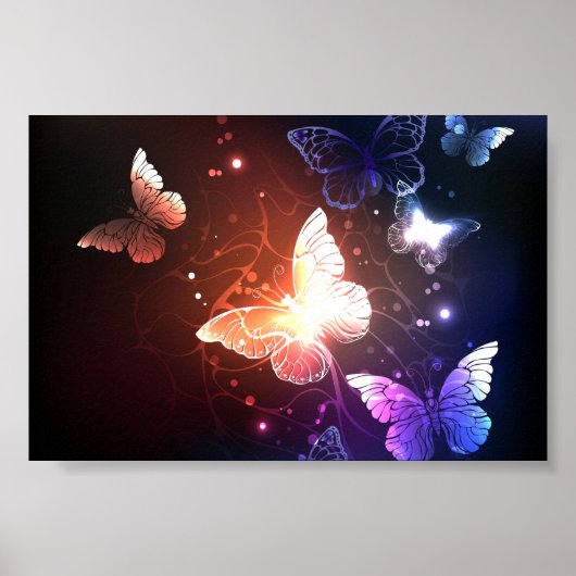 Gloeiende Nachtvlinders Poster (Voorkant)