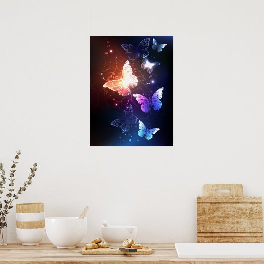 Gloeiende Nachtvlinders Poster (Keuken)